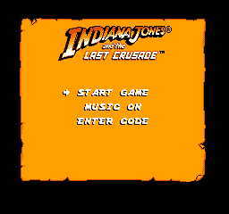 Indiana Jones and the Last Crusade title screen for NES